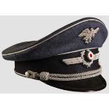 A Visor Hat for Officer of the RLB Luftwaffe blue gray gabardine, black wool center band, silver