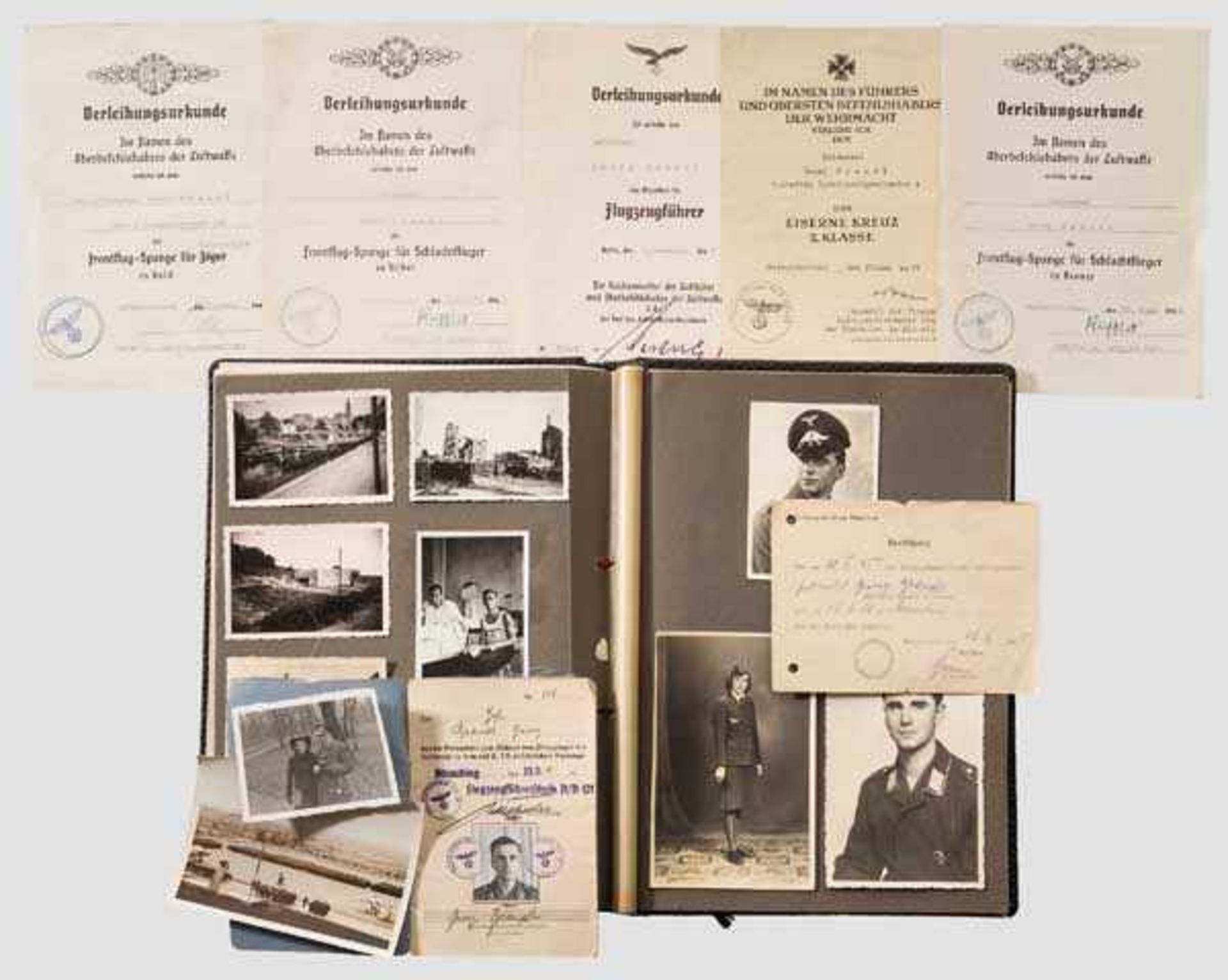 Feldwebel Georg Brandl - Fotoalbum und Urkunden in der Nachtjagd bzw. im Schlachtgeschwader 1944/ - Bild 2 aus 2