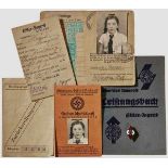 A Grouping of Hitler Youth Documents Fräulein Mayer: NSDAP party membership card, dimensions ca. 7 x