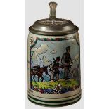 A 3. (E.G. J)/Geb.Ja?g.Rgt.137, Saalfelden, Stein Stoneware, 0.5 L, mountain troop scene, Franz