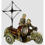 A Hausser Radio Operator Motorcycle Funker Motorrad 591/6 Elastolin, 7cm series, Radio Operator