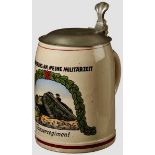 A 3/ Panzerregiment Stein Stoneware. 0.5 L, Panzer scene, plain lid. Versand aus den USA Zustand: II