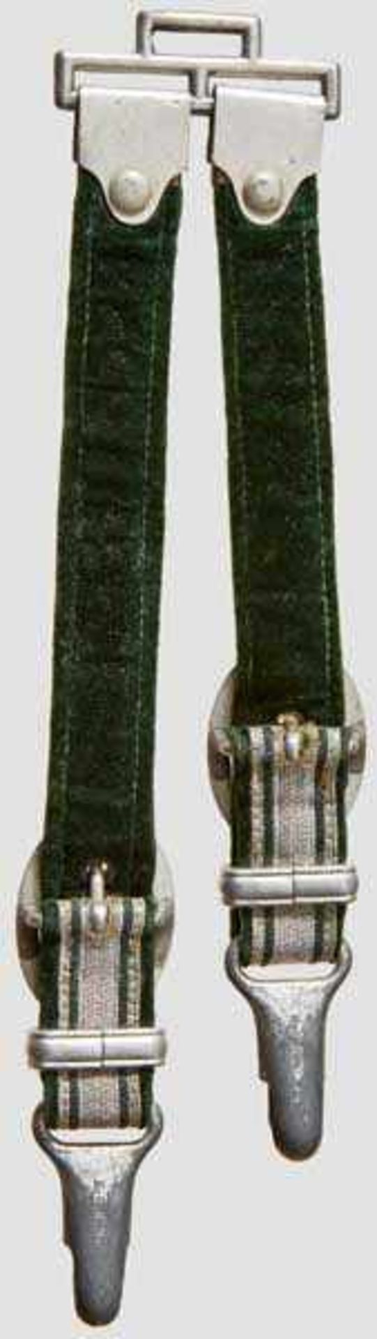 A Pair of Land Customs Officer's Dagger Hangers Green velvet-backed woven silver tress interwoven - Bild 2 aus 2