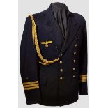 A Uniform for Officer of the Kriegsmarine Navy blue doeskin, three-quarter length, double-breasted