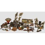 A Group of Lineol, Elastolin figures and Hausser cannon Twenty four pieces to include PAK cannon,