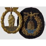 A Pair of Minesweeper War Badges Gilded and silvered tombak, unmarked Schickle manufacture with