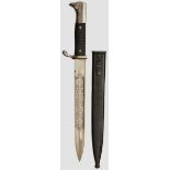 A Long KS98 Double Etched Dress Bayonet Maker Carl Eickhorn, Solingen. Nickel-plated blade with