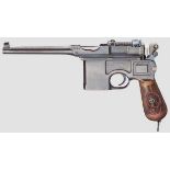 Mauser C 96/16, mit Kasten und Belederung Kal. 9 mm Luger, Nr. 79390. Nummerngleich bis auf