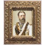 Kaiser Friedrich III. - Portrait, um 1900 Chromolithografie, unsigniert. Bruststück in Uniform der