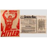 Wahlplakat und Wandzeitung der NSDAP Plakat {Schluss jetzt! - wählt Hitler{, Künstlerangabe {