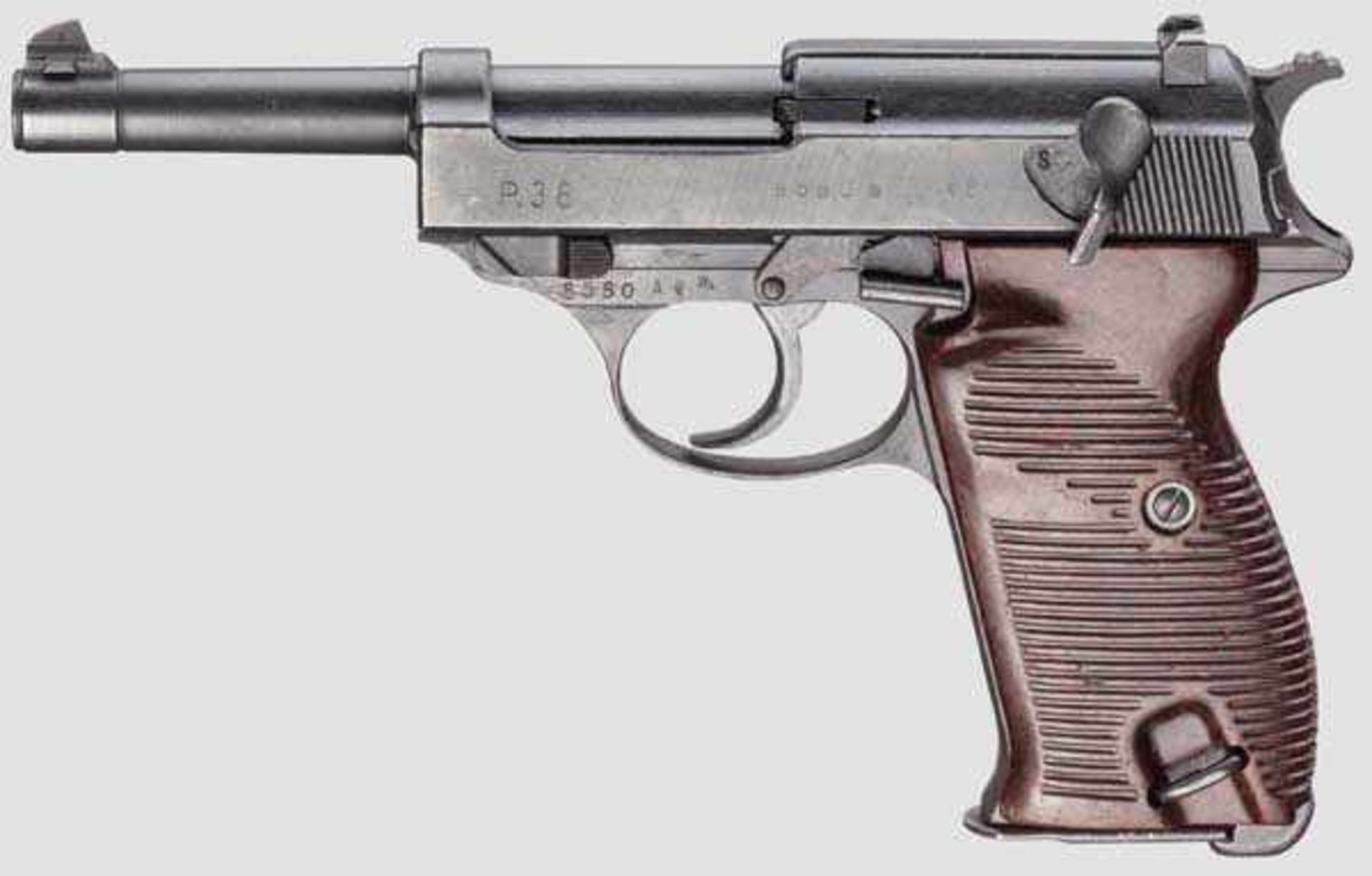 Walther P 38, Code {ac - 45{ Kal. 9 mm Luger, Nr. 8580a. Nummerngleich. Blanker Lauf.