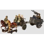 A Hausser # 788/2 Horse Drawn Twin Machine Gun Cart with 4 Figures Hausser, 7cm series, caisson