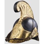 Helm für Mannschaften der Dragoner, um 1880 Mehrteiliger Lederhelm mit Beschlägen aus