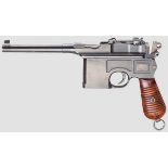 Mauser C 96, Mod. 1930 Kal. 7,63 mm, Nr. 917933. Nummerngleich. Blanker Lauf, Länge 140 mm.