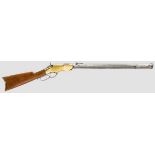 Henry Rifle, Dixie Gun Works Kaliber .44-40, Nummer 11152. Blanker Oktogonlauf mit flachen Zügen,