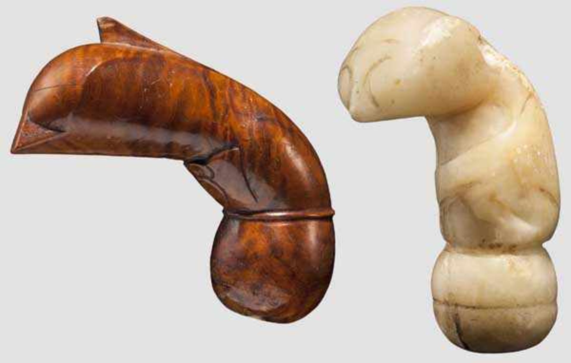Zwei Krisgriffe, Sumatra, 1. Hälfte 20. Jhdt. Aus Speckstein gefertigter Griff in Jawa-Demam Form - Bild 2 aus 2
