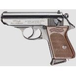 Walther PPK, Ulm Kal. 7,65 mm, Nr. 254480. Nummerngleich. Blanker Lauf. Siebenschüssig. Dt.