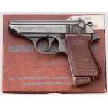 Walther-Manurhin PPK, im Karton, Zoll, Österreich Kal. 7,65 mm, Nr. 103887. Blanker Lauf.