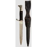 A Short KS98 Single Etched Dress Bayonet Maker Carl Eickhorn, Solingen. Nickel-plated blade with