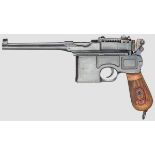 Mauser Mod. C 96/16 Kal. 9 mm Luger, Nr. 107295. Nummerngleich. Fast blanker Lauf. Gültiger