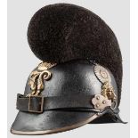 Raupenhelm M 1868 für Mannschaften der Infanterie Schwarz lackierter Lederkorpus, vergoldete