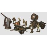 A Lineol # 1238 Mobile Searchlight with Hausser #718 N Small AA and 6 Figures Lineol, 7cm series,