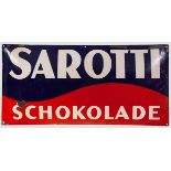 Emailleschild {SAROTTI{ Gewölbtes Schild aus den 30er Jahren. Schabloniert. Pyro Email, C.Robert