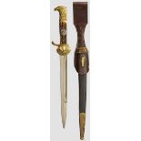 A Gilt Issue Short Police Bayonet of the Weimar Republic Maker WKC, Solingen. Nickel-plated blade