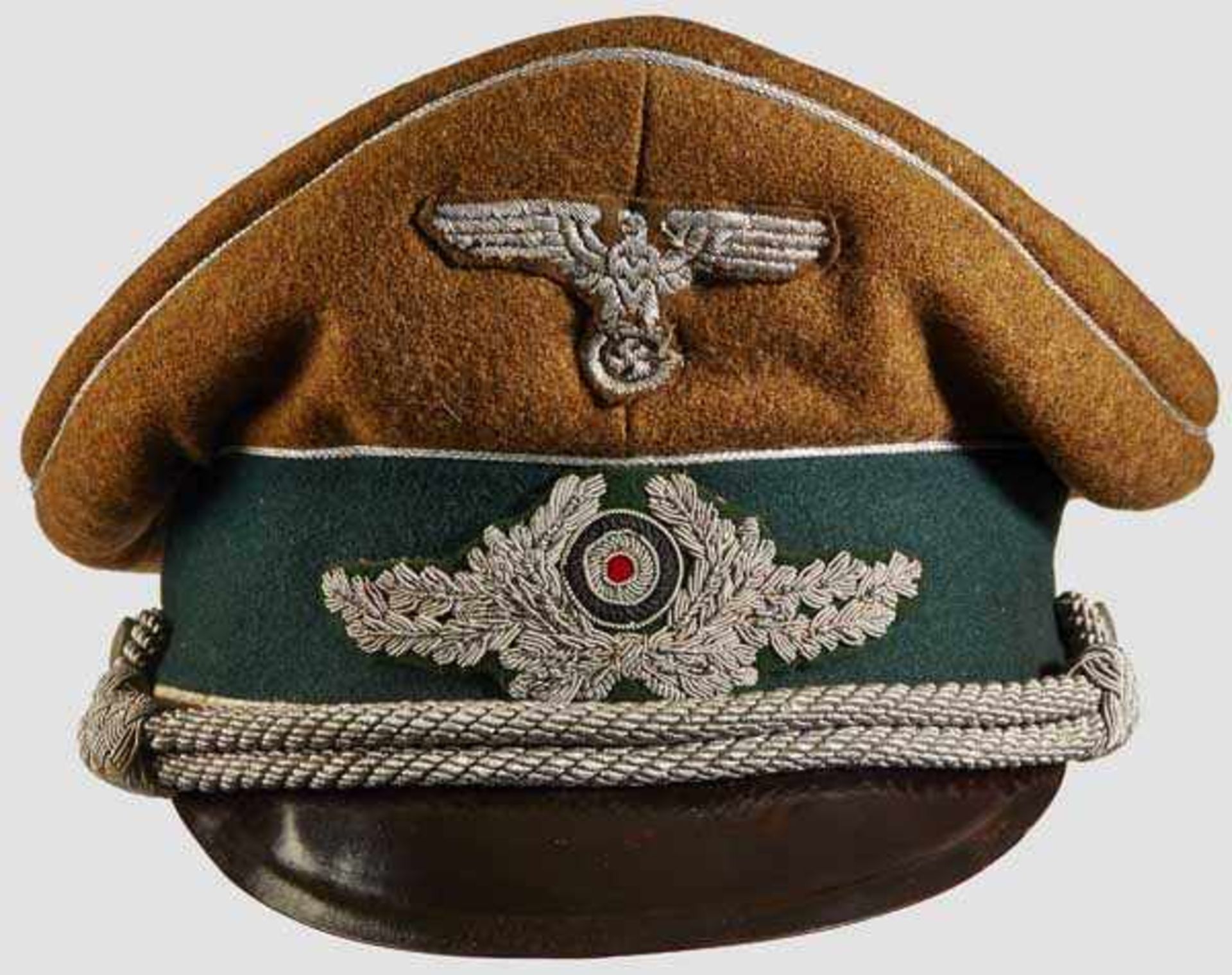 A Visor Hat for Officer for Inspector of Reichsministerium RMBO Rough brown wool, saddle shaped, - Bild 2 aus 6