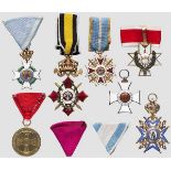 Konvolut Bulgarien, Serbien und Rumänien Frühes Ritterkreuz des Alexander-Ordens (Chips im RV-