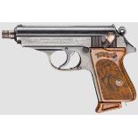 Walther PPK, ZM, mit Schalldämpferlauf, Stasi Kal. 7,65 mm, Nr. 21. Nummerngleich. Blanker Lauf