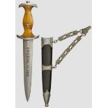 A Model 1936 NSKK Service Dagger with Chain Hanger Maker Wilh. Kober, SUHL, polished blade with