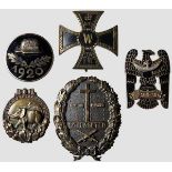 A Collection of Early Badges 1920 Stahlhelm Membership Badge in silvered tombak and enamels, maker-