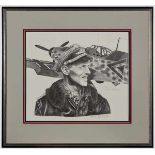 Erich Hartmann – A Print by Michael W. Wooten A framed limited-edition pencil portrait print of