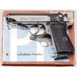 Walther PP, im Karton, Polizei Bayern Kal. .22 l.r., Nr. 30742LR. Nummerngleich. Blanker Lauf.