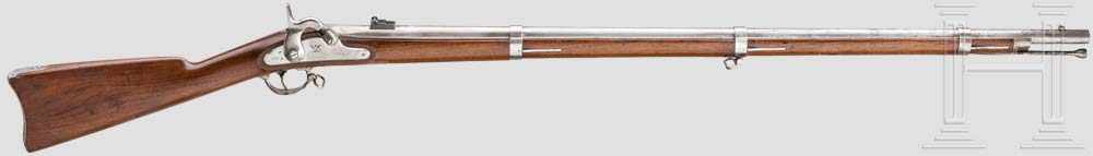Springfield Model 1861 Percussion Rifle-Musket Gezogener Lauf im Kal. .58, blanke Seele, über der