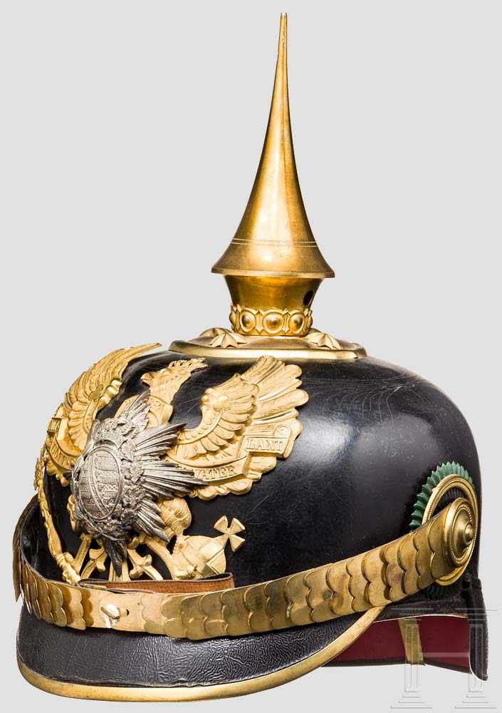 Helm für Offiziere des 5. Thüringischen Infanterie-Regiments Nr. 94, um 1900 Schwarz lackierter