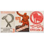 Drei Wahlplakate - Kommunistische Partei Deutschlands KPD Liste "3" Festes Plakatpapier,