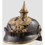 Helm für Mannschaften im Reserve-Infanterie-Regiment 64, Kammerstück von 1911 Glocke aus Leder,