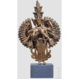 Bodhisattva Ari-Avalokiteshvara, Nepal, 18./19. Jhdt. Fein gravierte und ziselierte Bronze mit