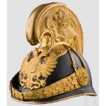 Helm M 1905 für Offiziere der Dragoner Schwarz lackierter Eisenkorpus (winzige Lackfehlstellen und