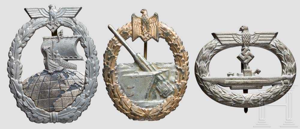 Drei Auszeichnungen der Kriegsmarine U-Boot-Kriegsabzeichen, Kriegsabzeichen der Marine-Artillerie