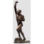 Professor Adolf Lehnert - Fackelträger Bronzefigur mit Darstellung eines Läufers, in der rechten