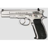 CZ Mod. 75 B Stainless Kal. 9 mm Luger, Nr. A185506. Nummerngleich. Blanker Lauf, Länge 112 mm. 16-