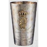 Offiziersgeschenk Silberbecher, Oldenburgisches Infanterieregiment Nr. 91 Großer, leicht konischer