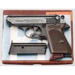 Walther Mod. PPK-L, Ulm, im Karton Kal. .22 l.r., Nr. 502078LR. Nummerngleich. Blanker Lauf.