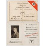 Ausweis des Hamburger Gauleiters Karl Kaufmann als Mitglied des Reichstages Ausweis als MdR für