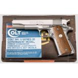 Colt MK IV / Series 80 Government Model, Stainless, im Karton Kal. .45 ACP, Nr. SS06690. Blanker