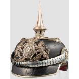 Helm M 1886 für Offiziere der berittenen Truppenteile Schwarz lackierte Lederglocke (etwas