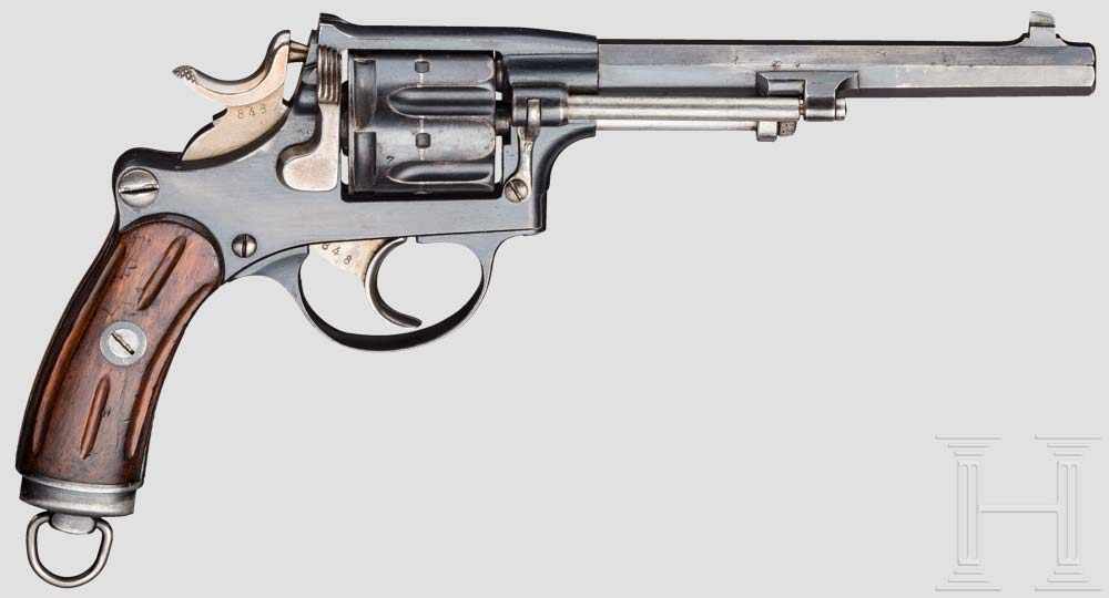 Ordonnanzrevolver Mod. 1882 mit Sonderlauf und Tasche Kal. 7,5 mm, Nr. 22848. Nummerngleich. Blanker - Image 2 of 3